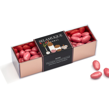 selamlique Rose Chocolate Covered Almond - Gullu Cikolata Kapli Badem 250 gr